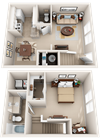 1 Bed 1.5 Bath Floor Plan 1 Bed 1.5 Bath Floor Plan at The Arbor Walk Apartments, Tampa, Florida